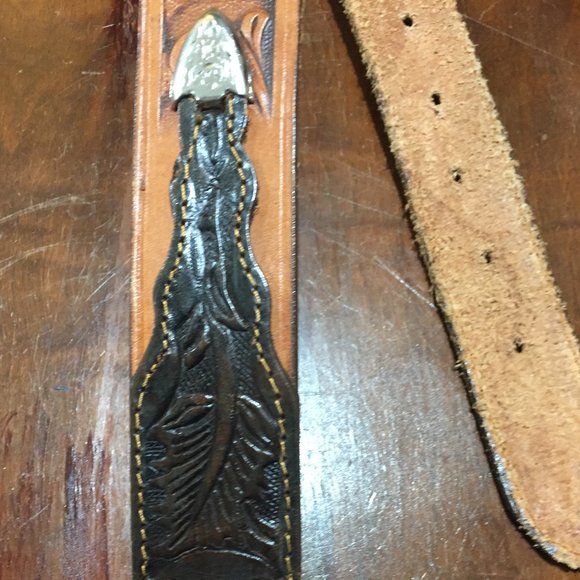 HAND TOOLED LEATHER EAGLE BELTS SIZE S - Picture 3 of 7